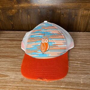 Hooters Distressed Snapback Truckers Baseball Hat Cap Owl Orange Multicolor NWT
